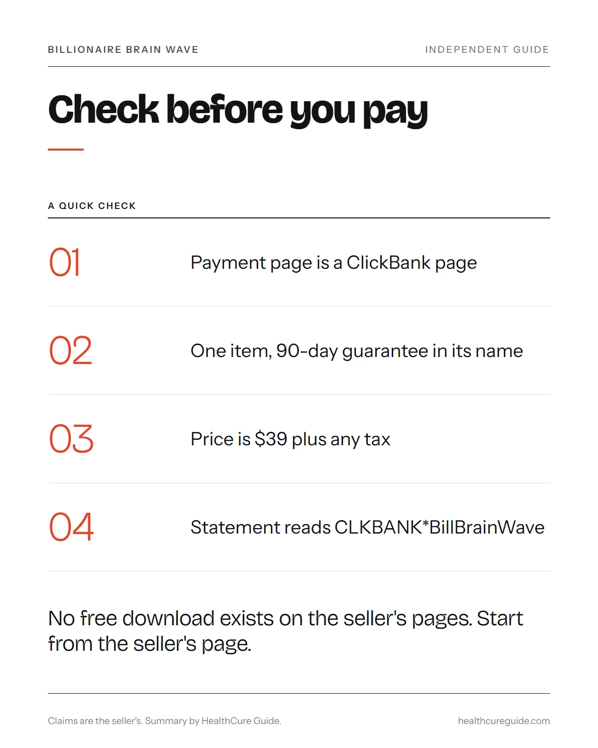 billionaire brain wave official website infographic: the 60-second check and the signs of a lookalike page