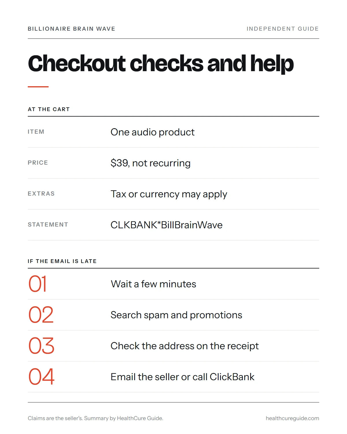 buy billionaire brain wave infographic: what to check at the cart and what to do if the email is late