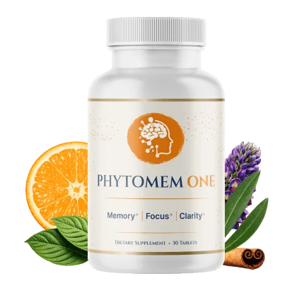 Phytomem One chewable tablet bottle with orange slice, lavender and cinnamon, product photo from the seller