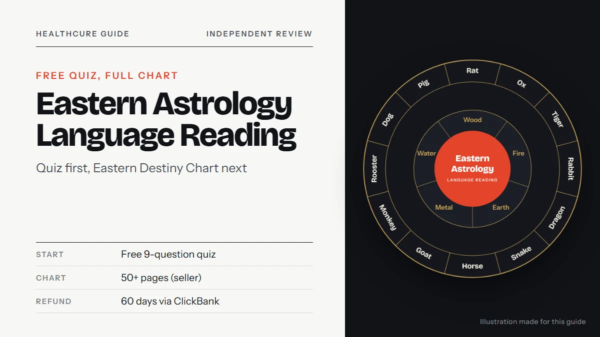 Eastern Astrology Language Reading free quiz: our own chart wheel illustration with the 12 zodiac animals