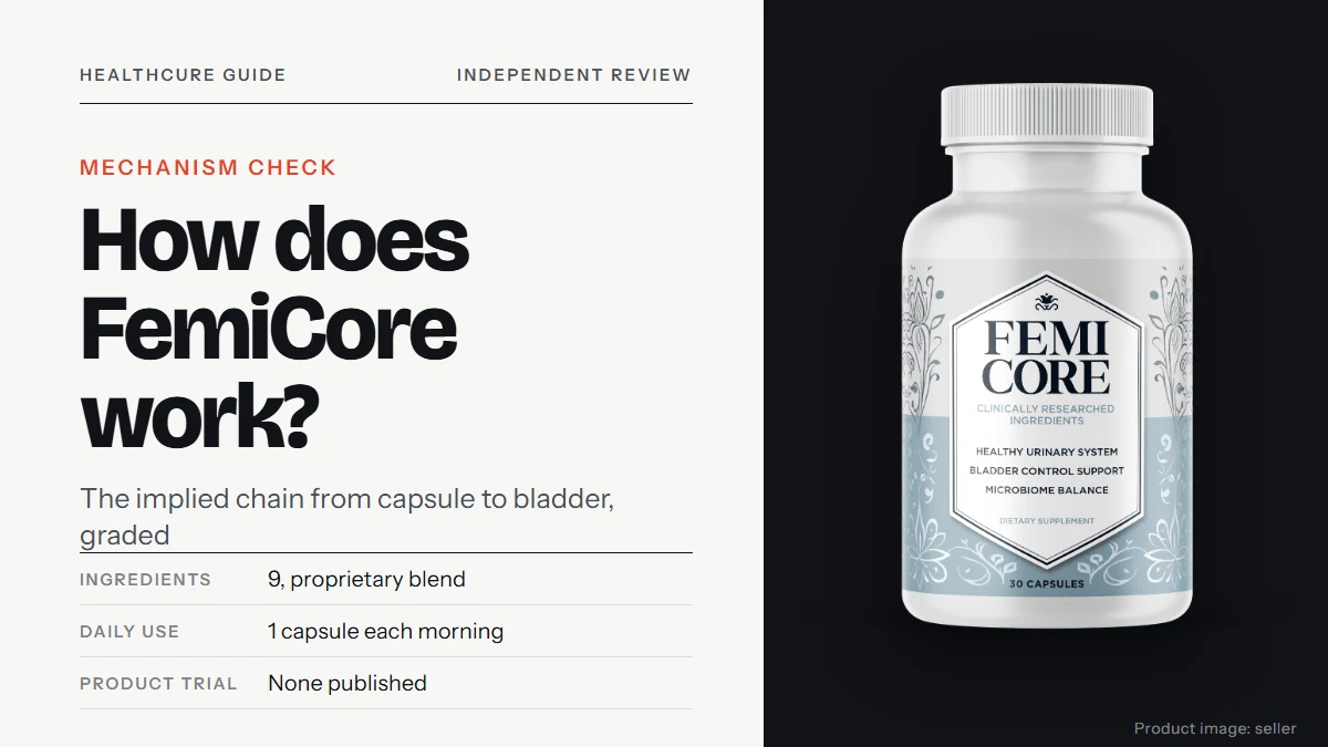 How does FemiCore work: the FemiCore supplement bottle on the right