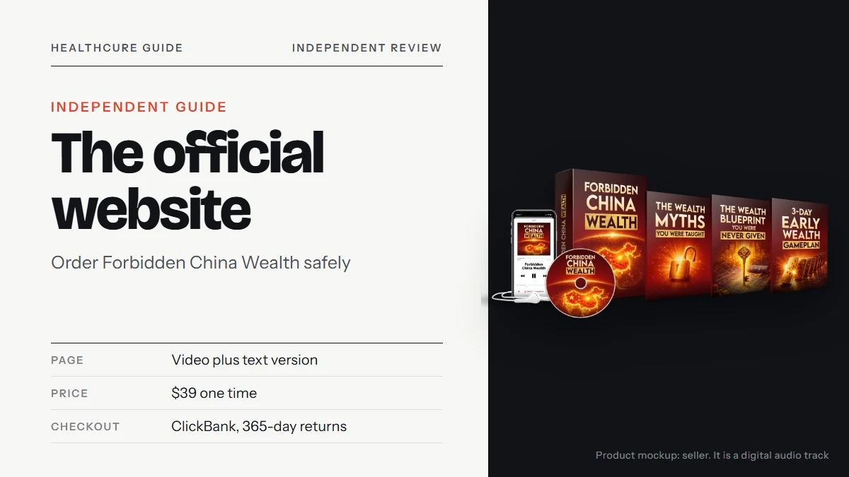 Forbidden China Wealth official website: the seller's product mockup with a box, a phone
