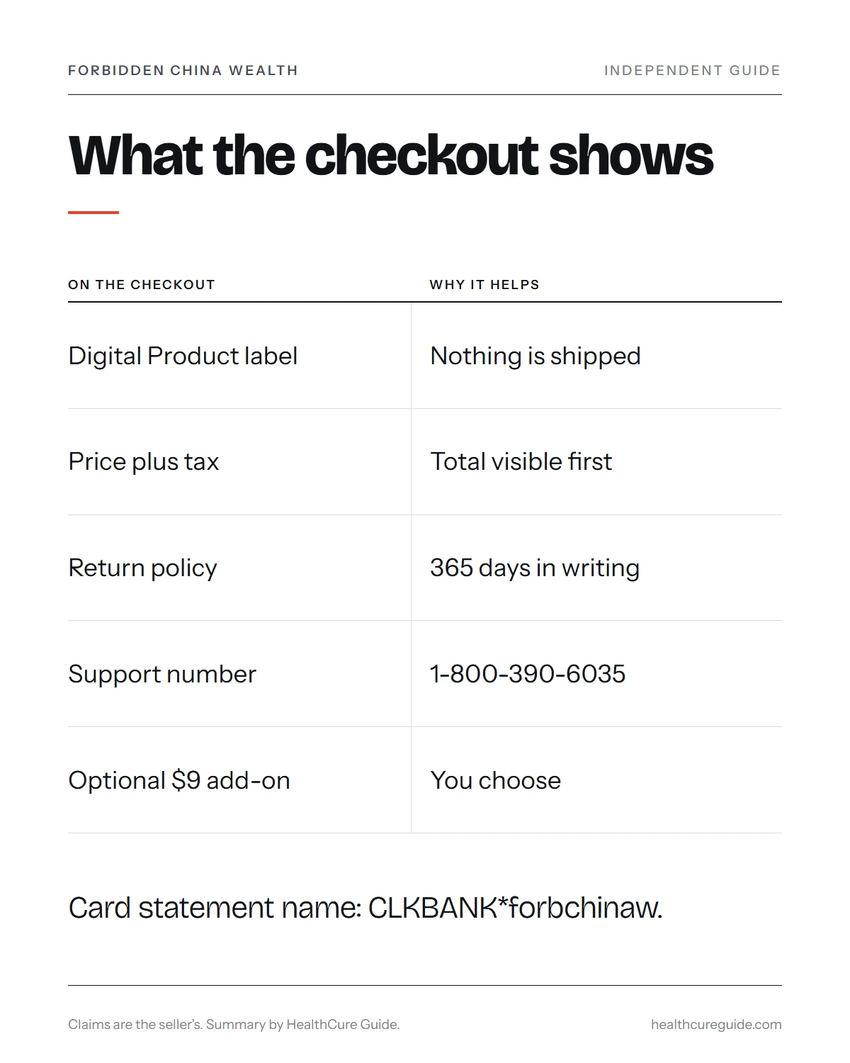 Forbidden China Wealth scam infographic: what the secure ClickBank checkout shows and why it protects the buyer