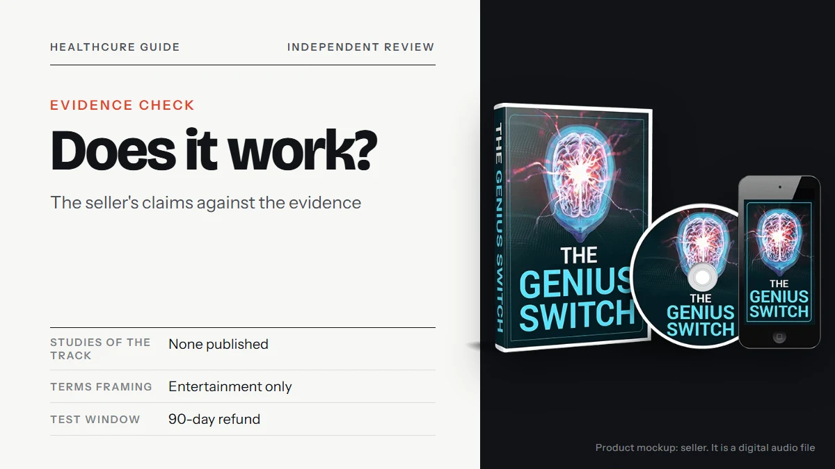 Does the Genius Switch work: the seller's Genius Switch product mockup beside the title text
