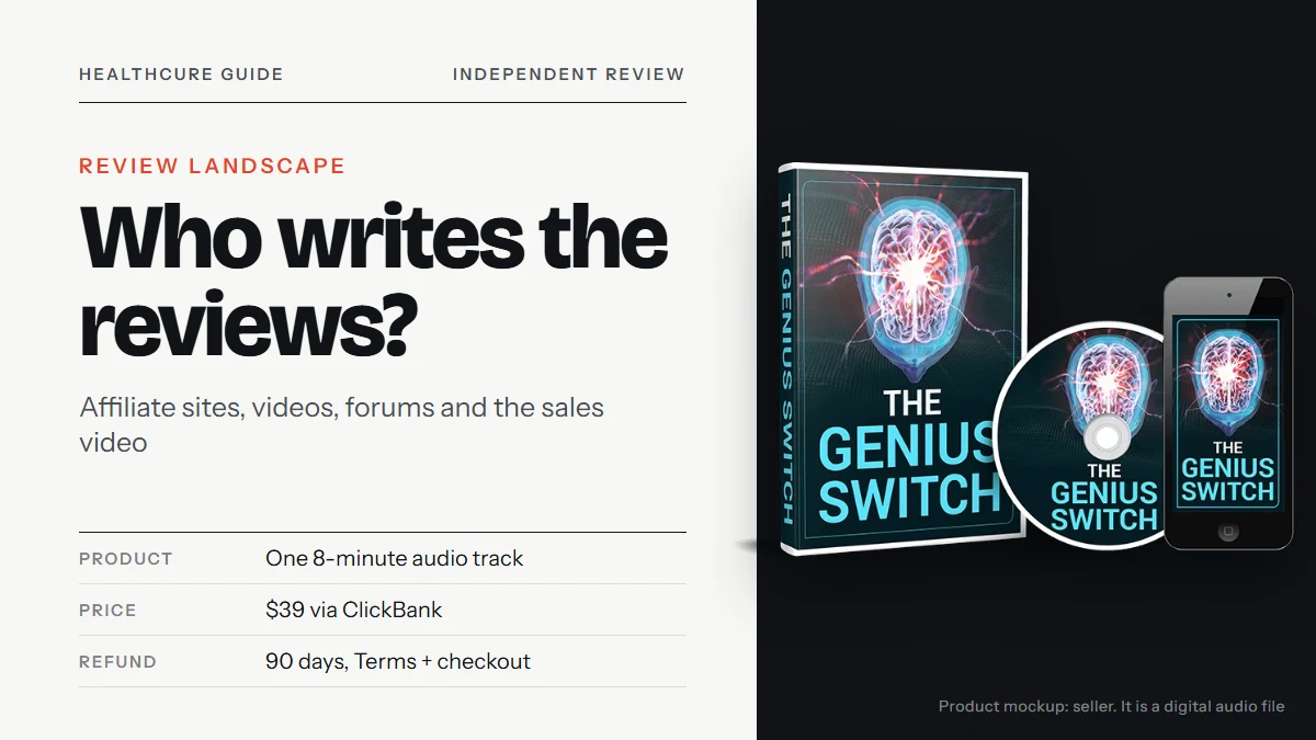 Genius Switch reviews: the seller's Genius Switch product mockup beside the title text