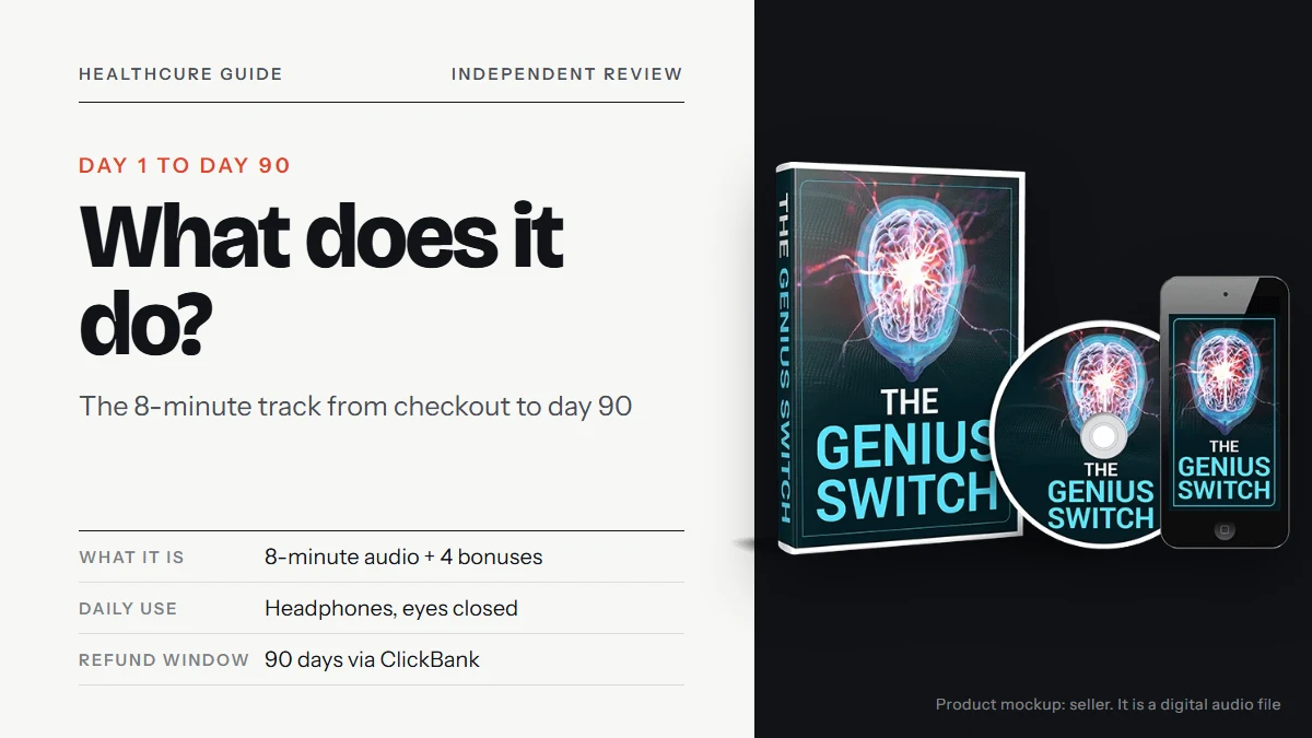 What is Genius Switch and what does it do: the seller's Genius Switch product mockup beside the title text