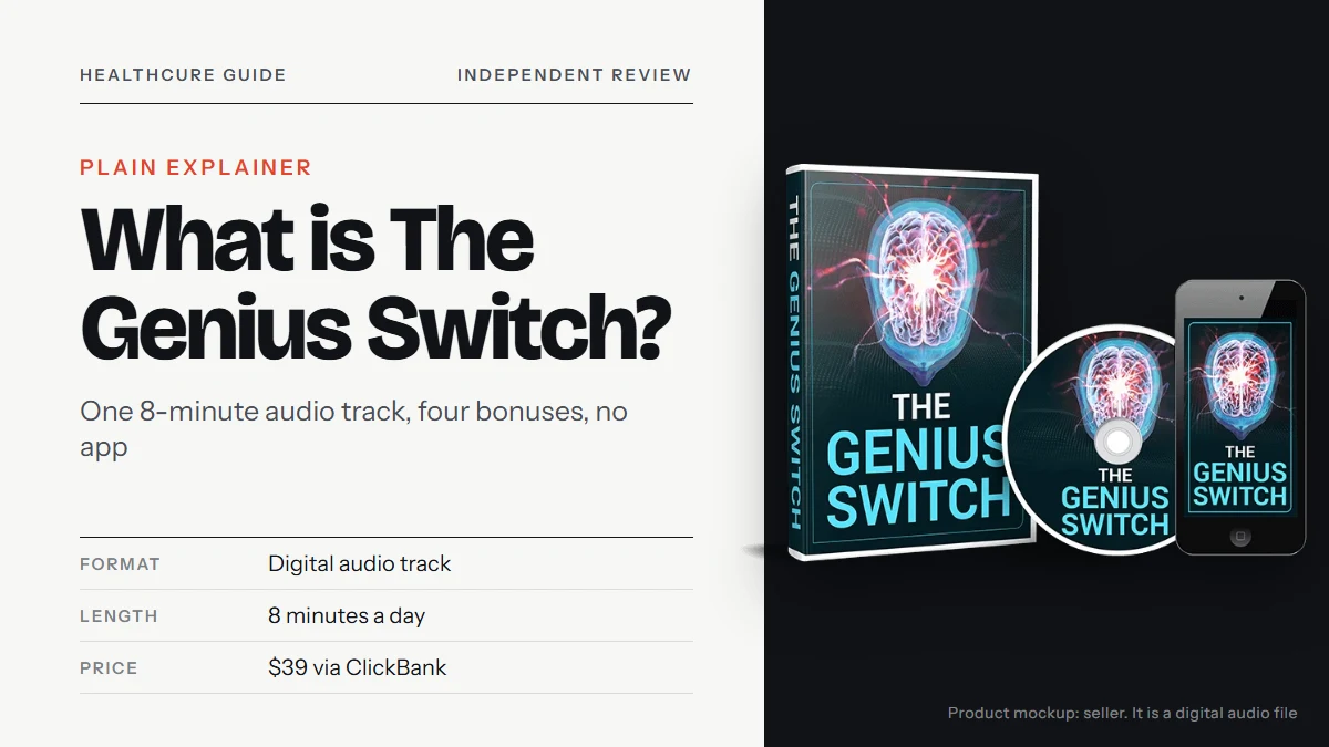 What is the Genius Switch: the seller's Genius Switch product mockup beside the title text