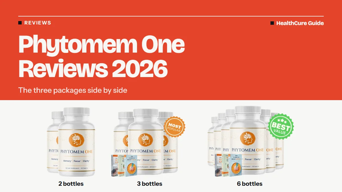 Phytomem One reviews 2026 headline on coral above packages of 2, 3 and 6 bottles with Most Popular and Best Value badges