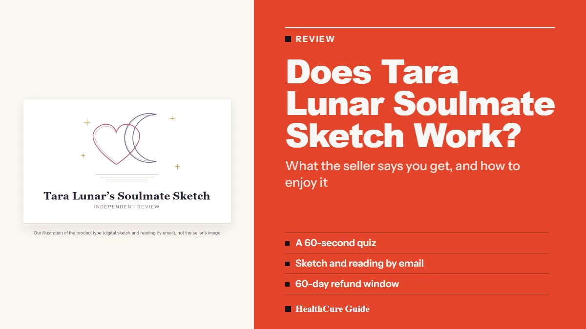 Does Tara Lunar Soulmate Sketch work cover with quiz, email delivery and refund points beside our illustration