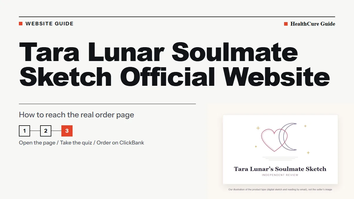Tara Lunar Soulmate Sketch official website cover with three steps to the ClickBank order beside our illustration