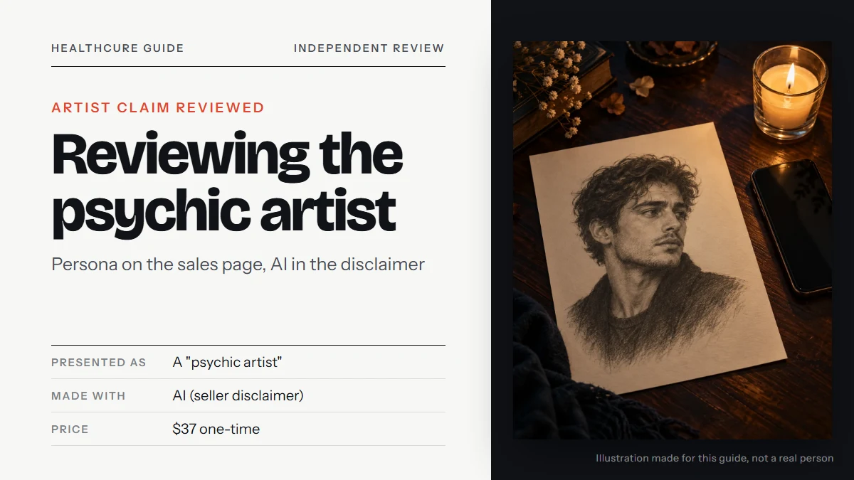 Tina Aldea Soulmate Sketch psychic artist reviews: our own pencil-portrait illustration of a fictional face